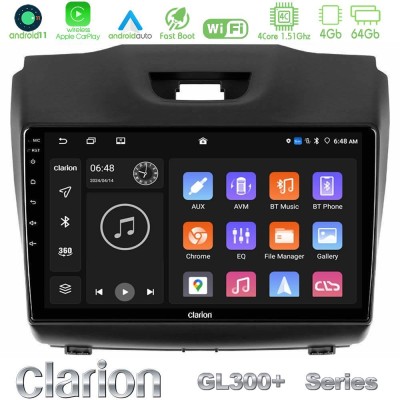 Clarion GL300+ Series 4Core Android11 4+64GB  Isuzu D-MAX 2012-2019 Navigation Multimedia Tablet 9