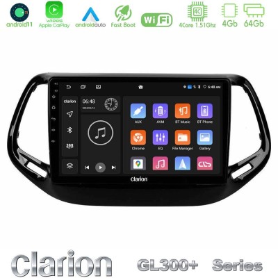Clarion GL300+ Series 4Core Android11 4+64GB  Jeep Compass 2017> Navigation Multimedia Tablet 10