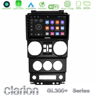Clarion GL300+ Series 4Core Android11 4+64GB  Jeep Wrangler 2008-2010 Navigation Multimedia Tablet 9
