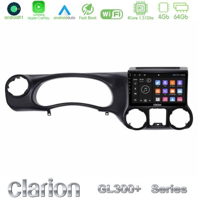 Clarion GL300+ Series 4Core Android11 4+64GB  Jeep Wrangler 2011-2014 Navigation Multimedia Tablet 10