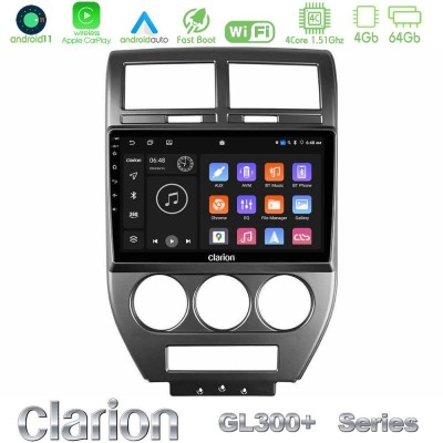 Clarion GL300+ Series 4Core Android11 4+64GB  Jeep Compass/Patriot 2007-2008 Navigation Multimedia Tablet 10