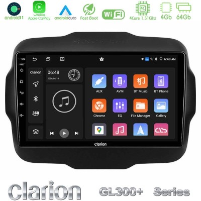 Clarion GL300+ Series 4Core Android11 4+64GB  Jeep Renegade 2015-2019 Navigation Multimedia Tablet 9