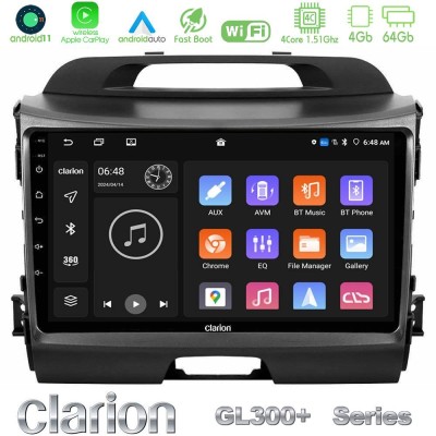 Clarion GL300+ Series 4Core Android11 4+64GB  Kia Sportage Navigation Multimedia Tablet 9