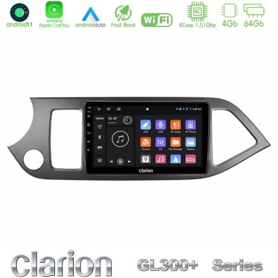 Clarion GL300+ Series 4Core Android11 4+64GB  Kia Picanto Navigation Multimedia Tablet 9