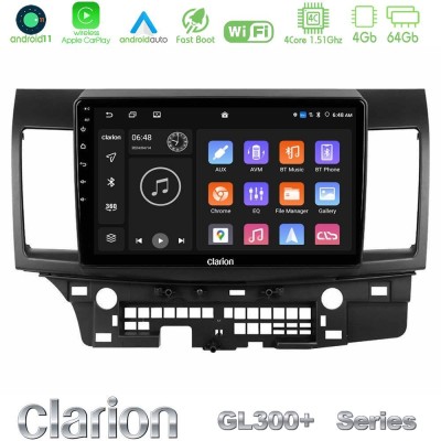 Clarion GL300+ Series 4Core Android11 4+64GB  Mitsubishi Lancer 2008 – 2015 Navigation Multimedia Tablet 10
