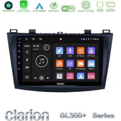 Clarion GL300+ Series 4Core Android11 4+64GB  Mazda 3 2009-2014 Navigation Multimedia Tablet 9