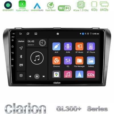 Clarion GL300+ Series 4Core Android11 4+64GB  Mazda 3 2004-2009 Navigation Multimedia Tablet 9