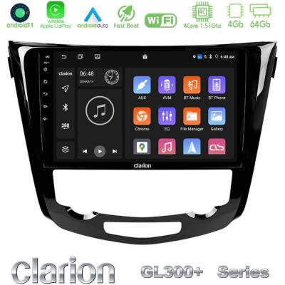 Clarion GL300+ Series 4Core Android11 4+64GB  Nissan Qashqai J11 (AUTO A/C) Navigation Multimedia Tablet 10