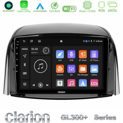 Clarion GL300+ Series 4Core Android11 4+64GB  Renault Koleos 2007-2015 Navigation Multimedia Tablet 9