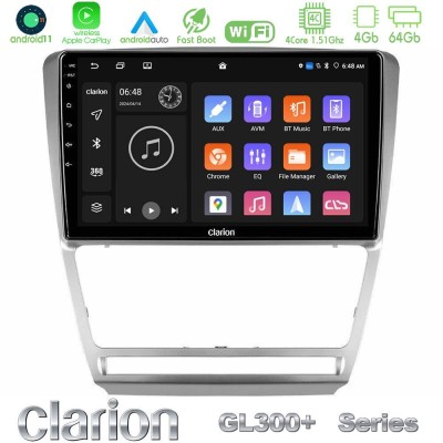 Clarion GL300+ Series 4Core Android11 4+64GB  Skoda Octavia 5 Navigation Multimedia Tablet 10