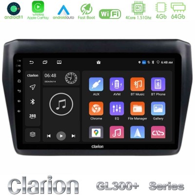 Clarion GL300+ Series 4Core Android11 4+64GB  Suzuki Swift 2017-2023 Navigation Multimedia Tablet 9