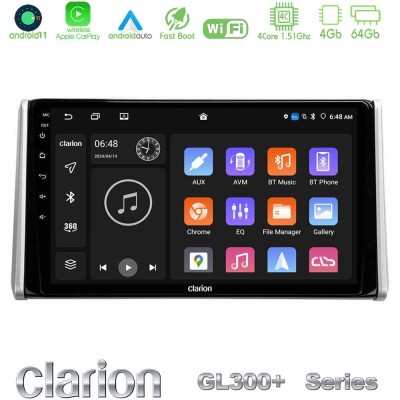 Clarion GL300+ Series 4Core Android11 4+64GB  Toyota RAV4 2019-2023 Navigation Multimedia Tablet 10