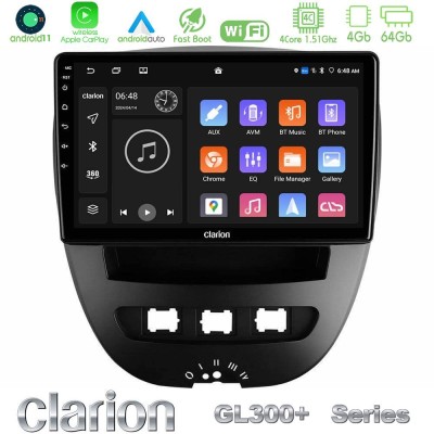 Clarion GL300+ Series 4Core Android11 4+64GB  Toyota Aygo/Citroen C1/Peugeot 107 Navigation Multimedia Tablet 10
