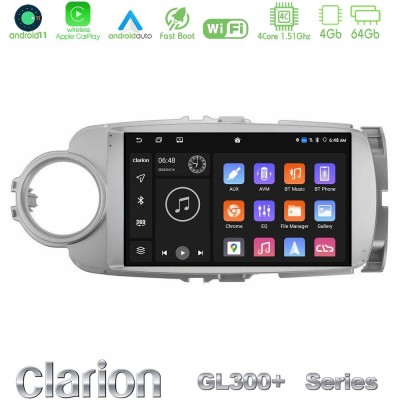 Clarion GL300+ Series 4Core Android11 4+64GB  Toyota Yaris Navigation Multimedia Tablet 9