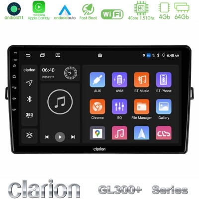 Clarion GL300+ Series 4Core Android11 4+64GB  Toyota Auris Navigation Multimedia Tablet 10