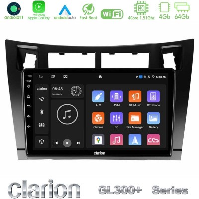 Clarion GL300+ Series 4Core Android11 4+64GB  Toyota Yaris Navigation Multimedia Tablet 9