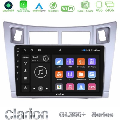 Clarion GL300+ Series 4Core Android11 4+64GB  Toyota Yaris Navigation Multimedia Tablet 9