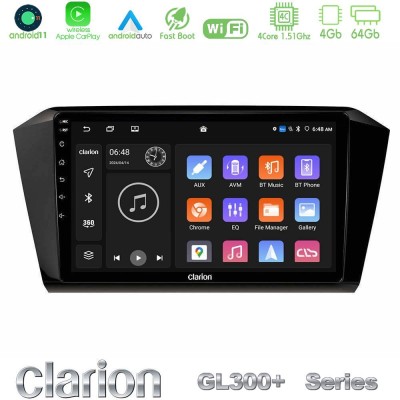 Clarion GL300+ Series 4Core Android11 4+64GB  VW Passat Navigation Multimedia Tablet 10