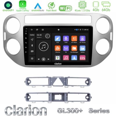 Clarion GL300+ Series 4Core Android11 4+64GB  VW Tiguan Navigation Multimedia Tablet 9