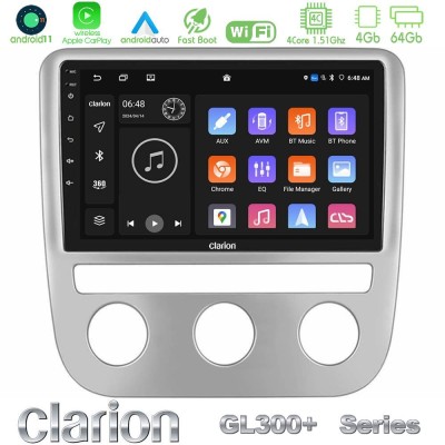 Clarion GL300+ Series 4Core Android11 4+64GB  VW Scirocco 2008-2014 Navigation Multimedia Tablet 9