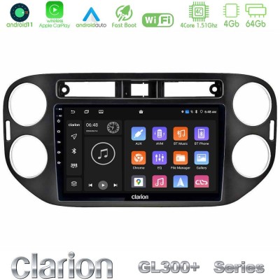 Clarion GL300+ Series 4Core Android11 4+64GB  VW Tiguan Navigation Multimedia Tablet 9