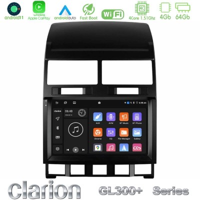 Clarion GL300+ Series 4Core Android11 4+64GB  VW Touareg 2002 – 2010 Navigation Multimedia Tablet 9