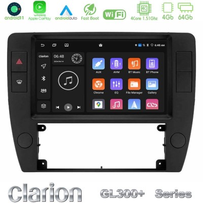 Clarion GL300+ Series 4Core Android11 4+64GB  VW Passat B5 2001-2005 Navigation Multimedia Tablet 9
