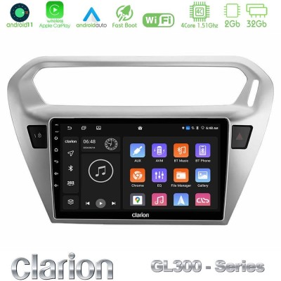 Clarion GL300 Series 4Core Android11 2+32GB Citroen C-Elysee / Peugeot 301 Navigation Multimedia Tablet 9