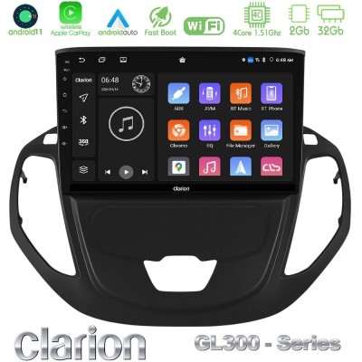 Clarion GL300 Series 4Core Android11 2+32GB Ford Transit Courier 2015-2023 Navigation Multimedia Tablet 9