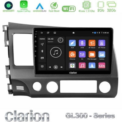 Clarion GL300 Series 4Core Android11 2+32GB Honda Civic 2006-2011 Navigation Multimedia Tablet 10