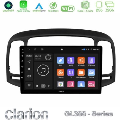 Clarion GL300 Series 4Core Android11 2+32GB Hyundai Accent 2006-2011 Navigation Multimedia Tablet 9