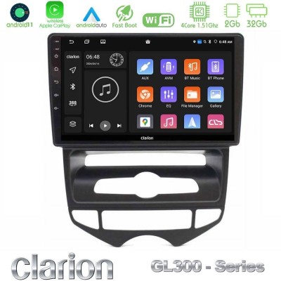 Clarion GL300 Series 4Core Android11 2+32GB Hyundai ix20 2010-2020 (AUTO A/C) Navigation Multimedia Tablet 10