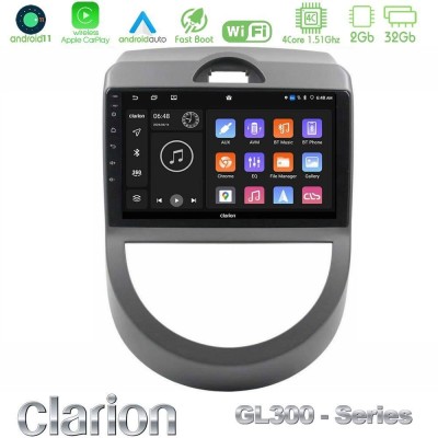Clarion GL300 Series 4Core Android11 2+32GB Kia Soul 2009-2011 Navigation Multimedia Tablet 9