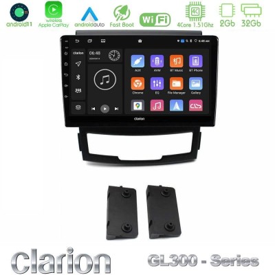 Clarion GL300 Series 4Core Android11 2+32GB Ssangyong Korando 2010-2014 Navigation Multimedia Tablet 9