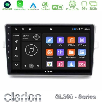 Clarion GL300 Series 4Core Android11 2+32GB Toyota Verso 2009-2018 Navigation Multimedia Tablet 9