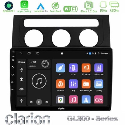 Clarion GL300 Series 4Core Android11 2+32GB VW Touran 2003-2011 Navigation Multimedia Tablet 10