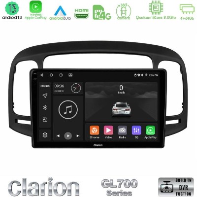 Clarion GL700 Series 8Core Android13 4+64GB Hyundai Accent 2006-2011 Navigation Multimedia Tablet 9