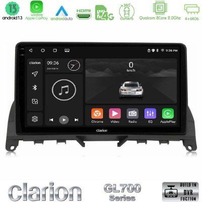 Clarion GL700 Series 8Core Android13 4+64GB Mercedes C-Class W204 2008-2011 Navigation Multimedia Tablet 9
