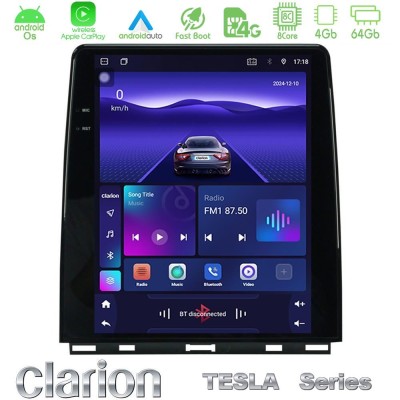 Clarion GL300 Tesla Series Android OS 8Core 4+64GB Renault Clio 5 2020-2025 Navigation Multimedia Tablet 9.7