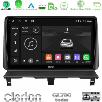 Clarion GL700 Series 8Core Android13 4+64GB Peugeot Partner / Citroën Berlingo 2002-2008 Navigation Multimedia Tablet 9