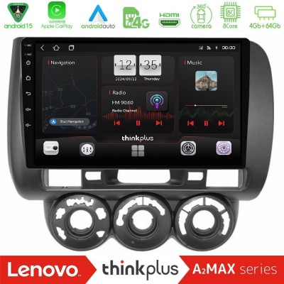 Lenovo Thinkplus A2MAX Series 8Core Android15 4+64GB Honda Jazz (Fit) 2002-2008 (RHD) Manual A/C Navigation Multimedia Tablet 9