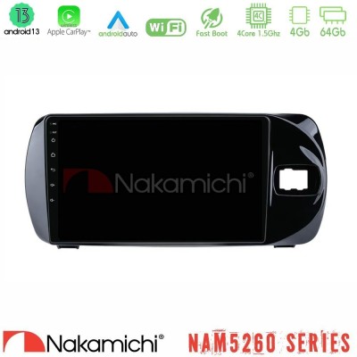 Nakamichi NAM5260 Series 4Core Android13 4+64GB Toyota Yaris (Vitz) 2015-2020 RHD Navigation Multimedia Tablet 9