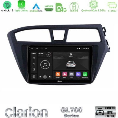 Clarion GL700 Series 8Core Android13 4+64GB Hyundai i20 2014-2018 RHD Navigation Multimedia Tablet 9