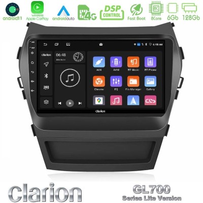 Clarion GL700 Lite Series 8Core Android11 6+128GB Hyundai iX45 2012-2017 Navigation Multimedia Tablet 9