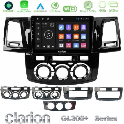 Clarion GL300+ Series 4Core Android11 4+64GB  Toyota Hilux 2007-2016 Navigation Multimedia Tablet 9