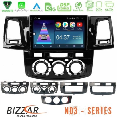 Bizzar ND3 Series 8Core Android15 2+64GB  Toyota Hilux 2007-2016 Navigation Multimedia Tablet 9