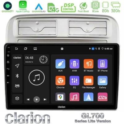 Clarion GL700 Lite Series 8Core Android11 2+32GB Fiat Grande Punto 2006-2011 Navigation Multimedia Tablet 9