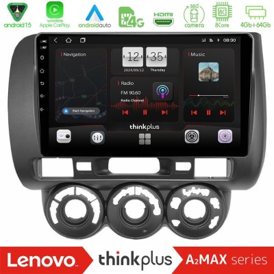 Lenovo Thinkplus A2MAX Series 8Core Android15 4+64GB  Honda Jazz 2002-2008 (Manual A/C) Navigation Multimedia Tablet 9