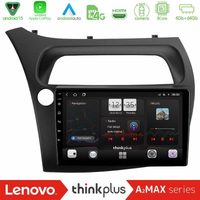 Lenovo Thinkplus A2MAX Series 8Core Android15 4+64GB Honda Civic Hatchback 2006-2011 Navigation Multimedia Tablet 9