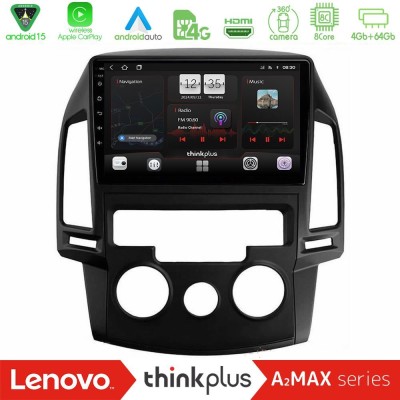 Lenovo Thinkplus A2MAX Series 8Core Android15 4+64GB  Hyundai i30 2007-2012 Manual A/C Navigation Multimedia Tablet 9